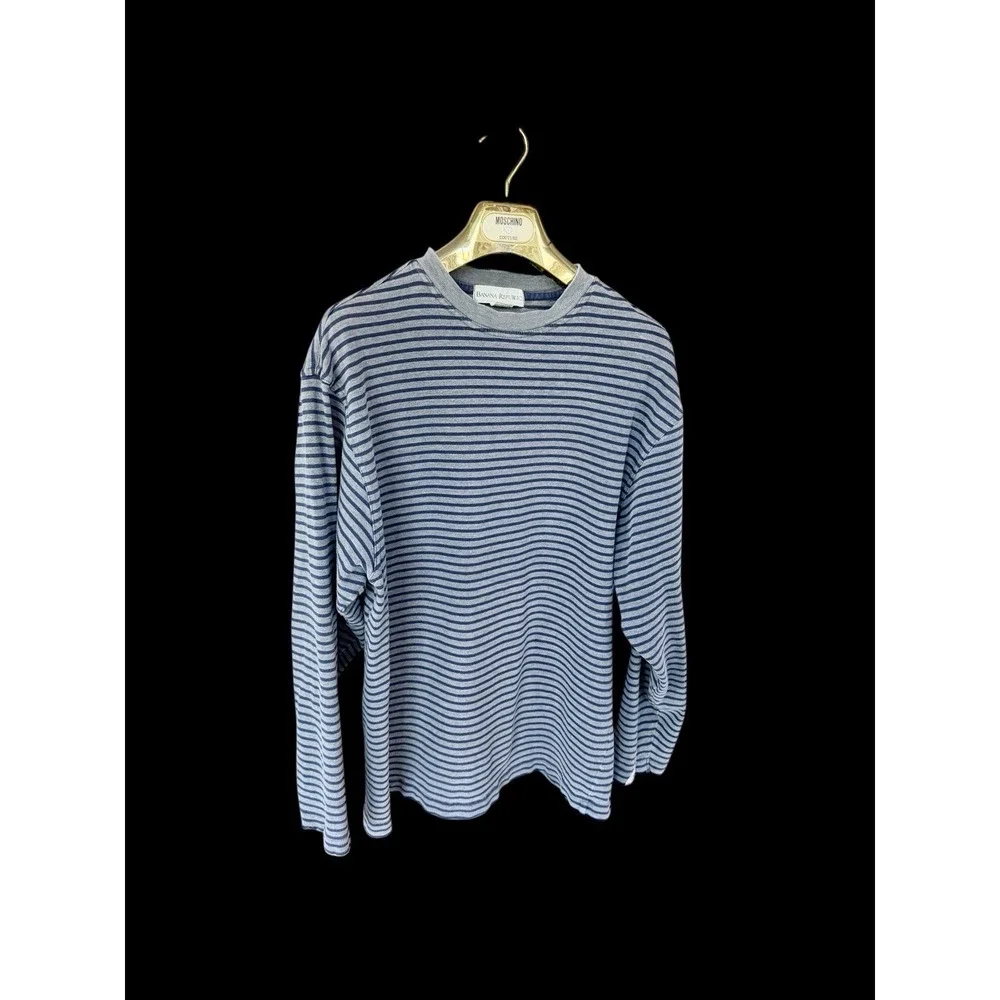 Vintage 90's Banana Republic Pullover Sweater Medium Striped Distressed Cotton
